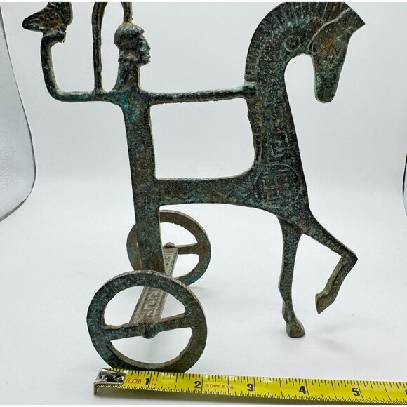 MCM Frederick Weinberg Style Greek Etruscan Warrior Horse Chariot Bronze Statue - Picture 2 of 10